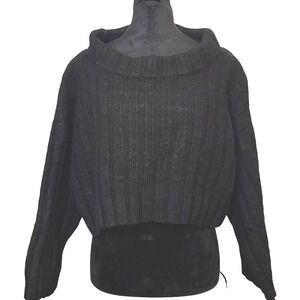 JAMES STREET CO Black Chunky Knit Sweater 100% Alpaca Wool Andean Crop SZ S